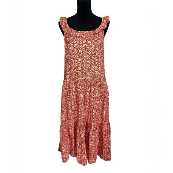 ANN TAYLOR FLORAL PINK/RED/ORANGE MAXI SPRING/SUMMER GIRLY DRESS WOMENS SIZE M - Picture 5 of 11